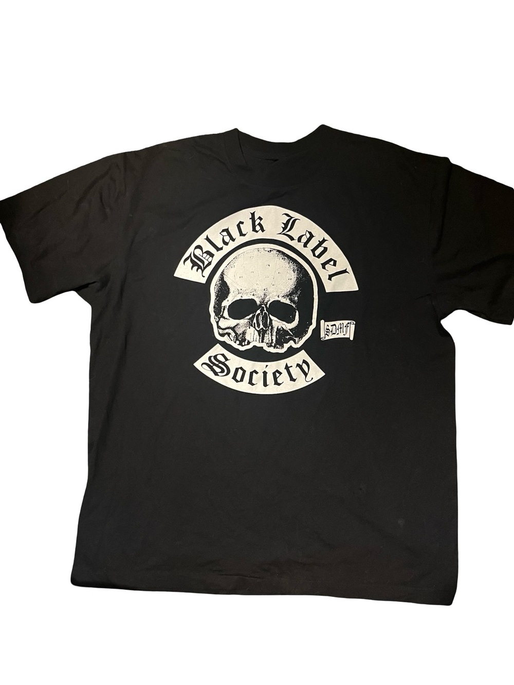 Black Label Black Tee with White Skull Crest vintage 2005 grunge men's XL